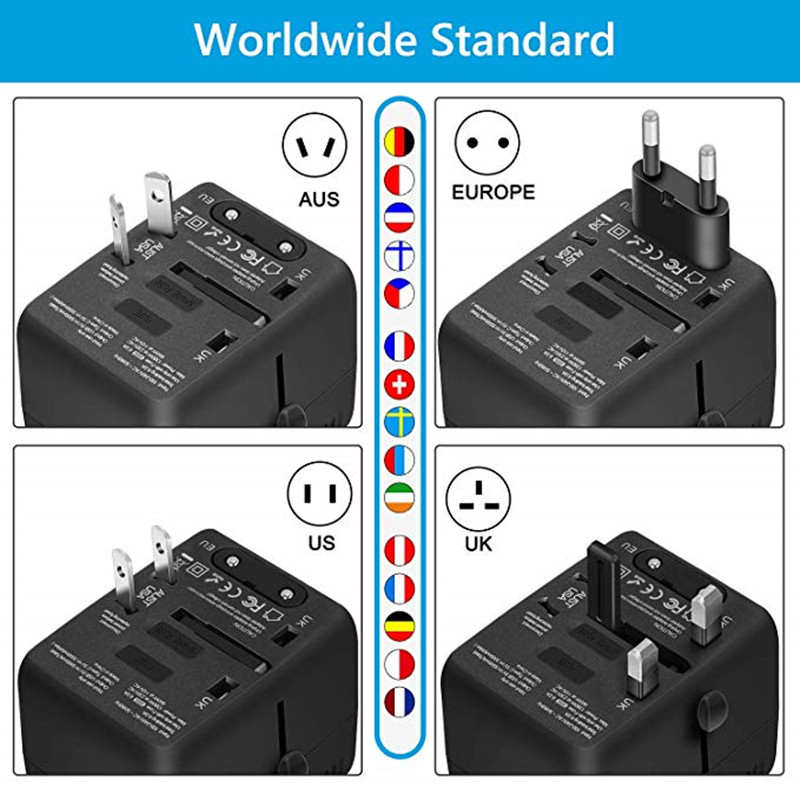 RRTER Universal Travel Adaptaer, International Power adapter, Worldwide Diêm Vương với 4 USB, High Speed 5A Wall Charger, All in One AC Socet for USA United ASS Europe Cell Laptop