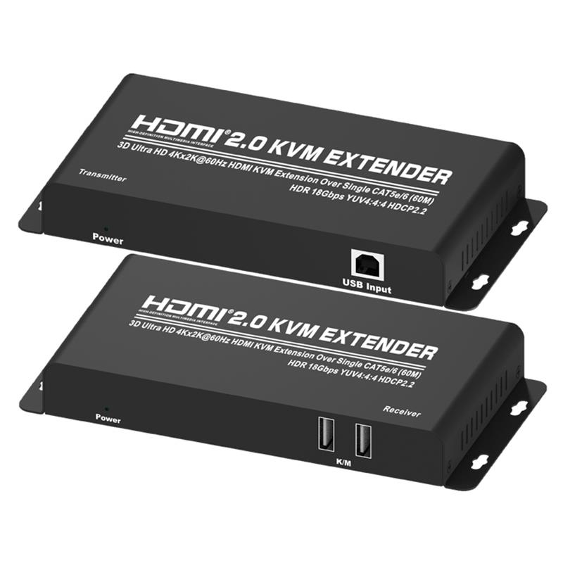 HDMI 2.0 KVM Extender 60m trên Single CAT5e \/ 6 Hỗ trợ Ultra HD 4Kx2K @ 60Hz HDCP2.2