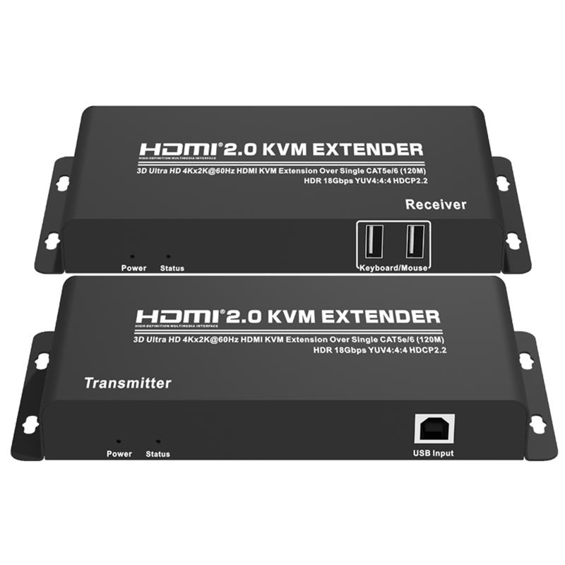 HDMI 2.0 KVM Extender 120m trên Single CAT5e \/ 6 Hỗ trợ Ultra HD 4Kx2K @ 60Hz HDCP2.2