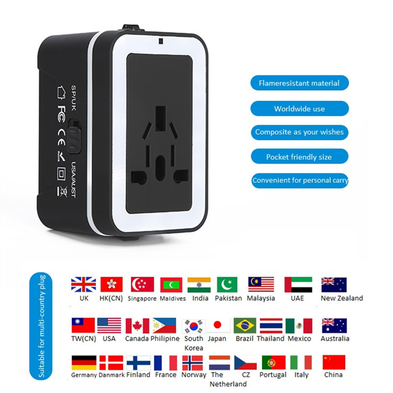 Bộ chuyển đổi du lịch RRTRAVEL, Bộ điều hợp nguồn quốc tế toàn cầu với 2 cổng USB và Bộ chuyển đổi cắm châu Âu, Tốt cho máy tính xách tay điện thoại di động ở hơn 150 quốc gia