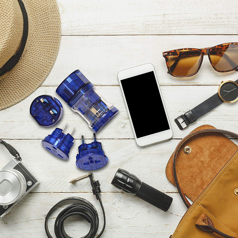 Bộ chuyển đổi du lịch cao cấp RRTRAVEL 301 có cổng USB, Bộ chuyển đổi phích cắm đa năng, Bộ cắm quốc tế [US UK EU AU] Bộ 6 miếng
