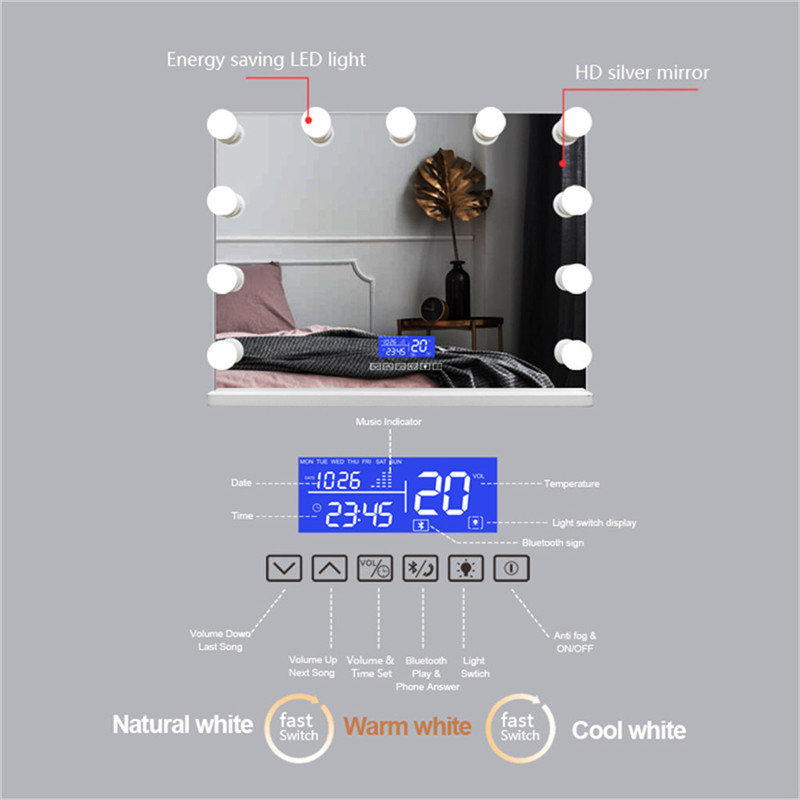 Beauty Cosmetic Touch Screen Vanity dẫn trang điểm thần kỳ với bluetooth