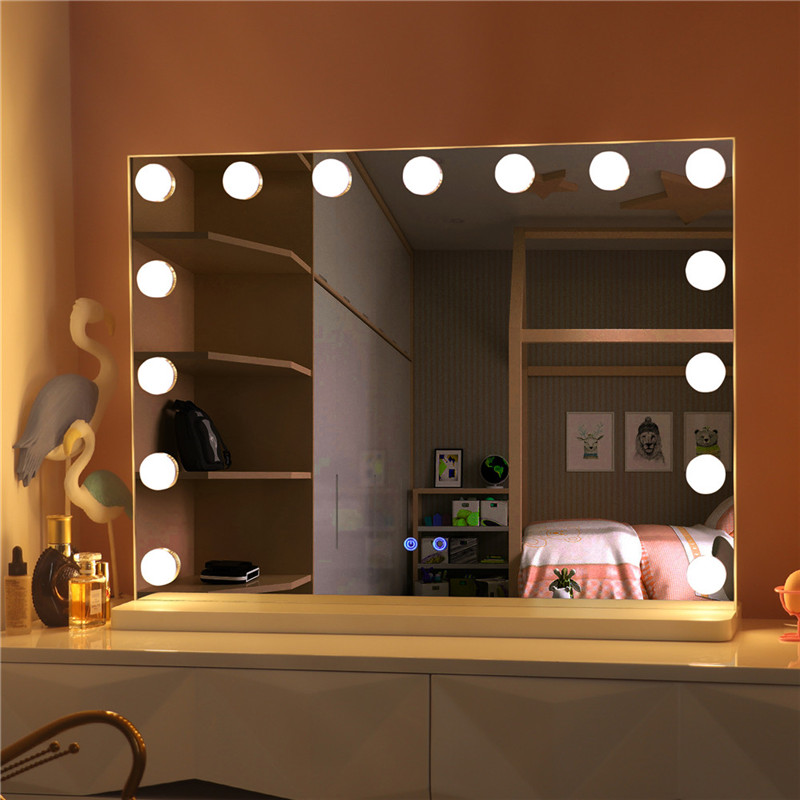 Máy tính để bàn lớn Hollywood Makeup Vanity Mirror với bóng đèn Led Light Makeup Dressing Mirror