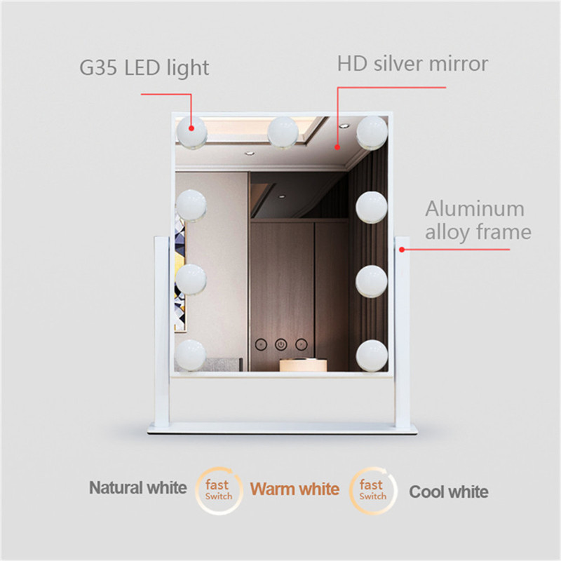 Chạm Điều khiển Dimmable Brigness 360 Xoay Vanity Makerup Hollywood Mirror with 12 LED Bulbs