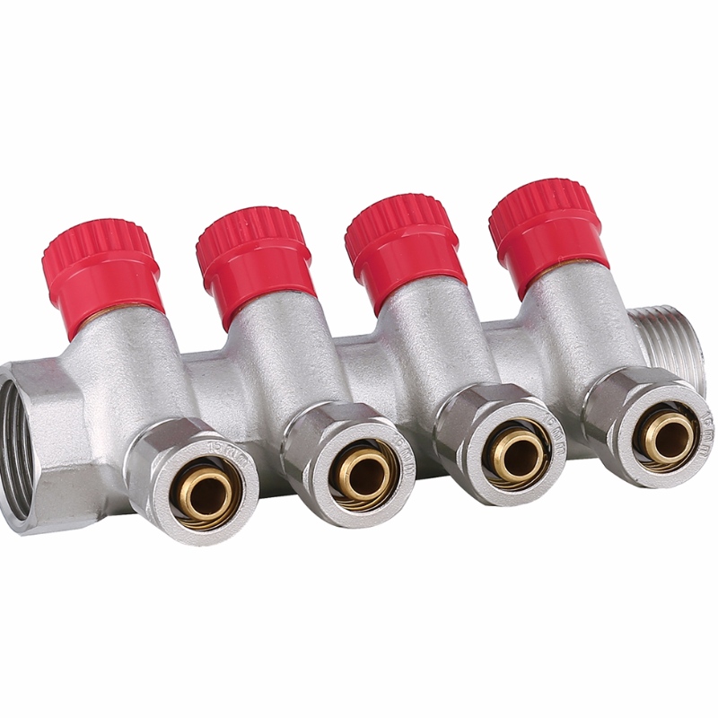 Underfloor sưởi niken mạ đồng thau 4 cổng đa tạp