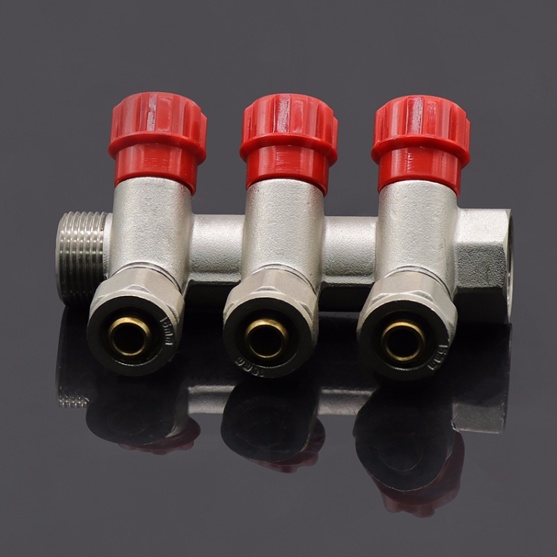 Underfloor sưởi niken mạ đồng thau 4 cổng đa tạp