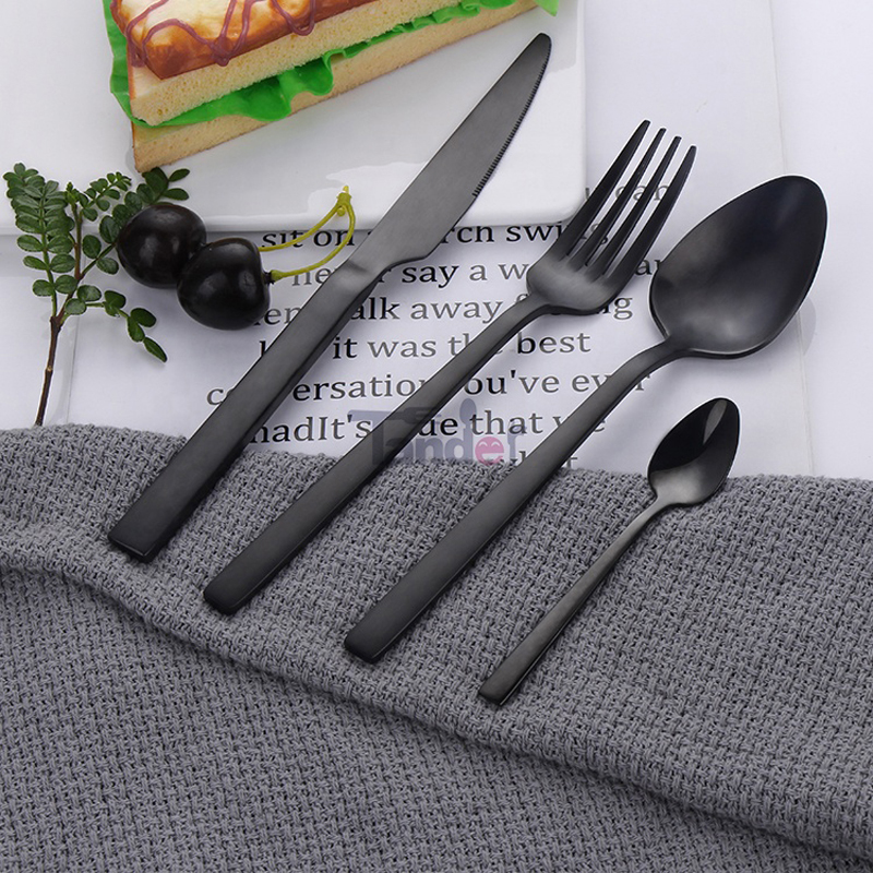 Thép màu đen, thiết bị bàn phẳng, mạ kim loại, Pvd matt titan. bữa tối mờ chất đen.