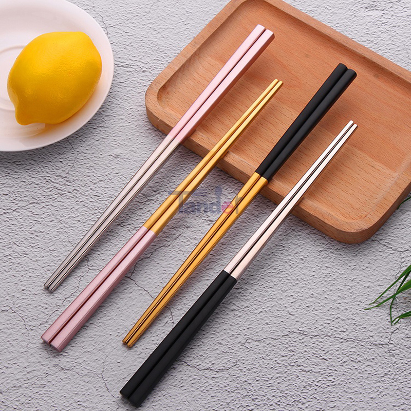 Hàn Tinh Màu sắc kim loại SUS 304 Thép nung kim loại Titanium Chopsticks với Tự chọn Logo