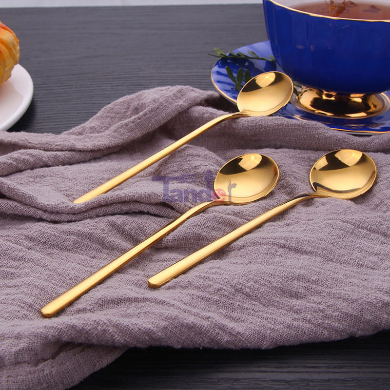 bán nóng thép không gỉ nhỏ kem vàng muỗng trà cà phê muỗng