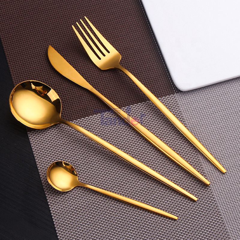 Bộ đồ ăn bằng thép không gỉ 4 Cái Bộ dao kéo vàng Spoon Fork Fork For Kitchen Dinner Flatware Set