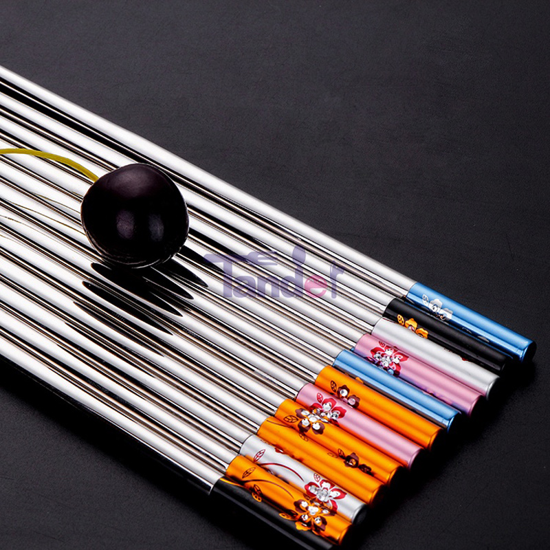 Nhà hàng sang trọng Ngôi sao đầy màu sắc Hoa văn Kim cương Kiểu tròn 23cm 304 Bán buôn trực tiếp Đũa bằng thép không gỉ Cần bán