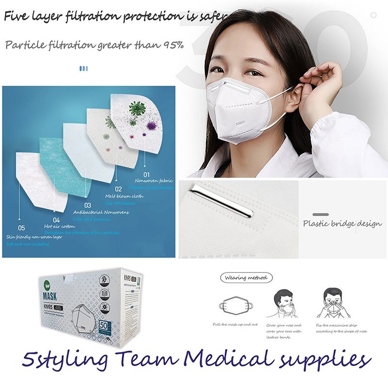 Mặt nạ gấp nửa mặt không dệt KN95 dùng một lần để tự sử dụng