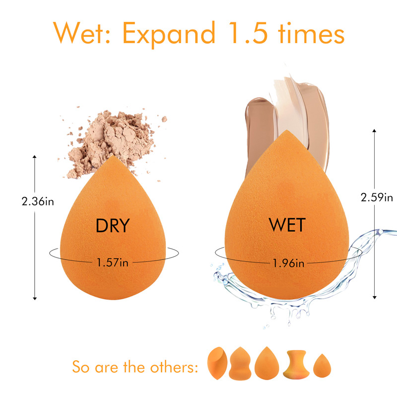 Miếng bọt biển trang điểm, BEALUXUR Foundation Miếng bọt biển trang điểm với nhiều bọt biển hình dạng (5 chiếc)