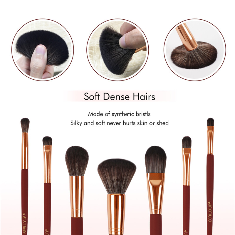 Bộ cọ trang điểm, sợi tổng hợp cao cấp Make Up Brush Kit Powder Foundation Blending Eyeliner Face Cosmetics Che khuyết điểm Eye Shadows Brush Công cụ với PU Leather Travel Makeup Bag (10 cái)