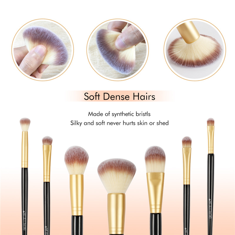 Bộ bàn chải trang điểm 10 cái, Bộ tổng hợp chất xơ cao cấp Make Up Brush Kit Bộ dụng cụ chải bằng da PU