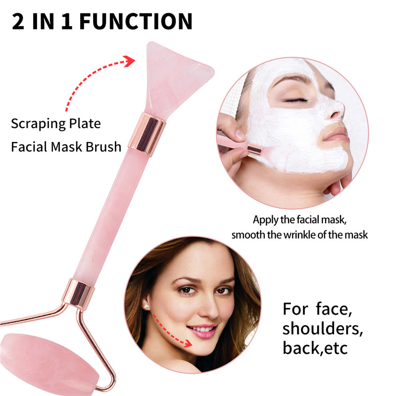 Bánh xe trượt, 100. Rose Quartz Roller và Lưới chữ hoa... và quét vẽ mặt nạ và quét dọn bàn chải 4 Mặt hàm cho cơ thể nhìn thấy mặt