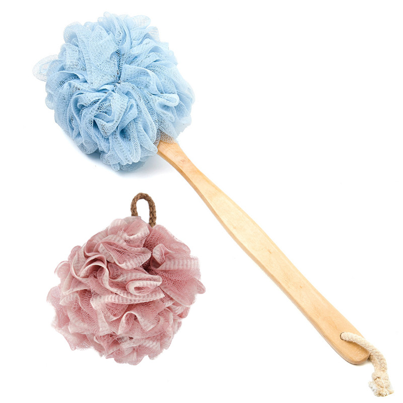 Vòi hoa sen Loofah, Bộ bọt biển tắm bao gồm 1 Máy chà sàn tay dài & 1 Bàn chải tắm cho phụ nữ và nam giới Rửa mặt, tắm và spa