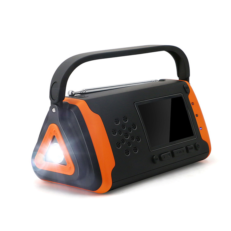 LCD Radio khẩn cấp thời tiết kỹ thuật số, tay quay mặt trời Đài phát thanh AM \/ FM NOAA với đèn pin LED, máy nghe nhạc AUX-in, ngân hàng năng lượng 4000mAh cho bộ sạc điện thoại di động và báo động SOS