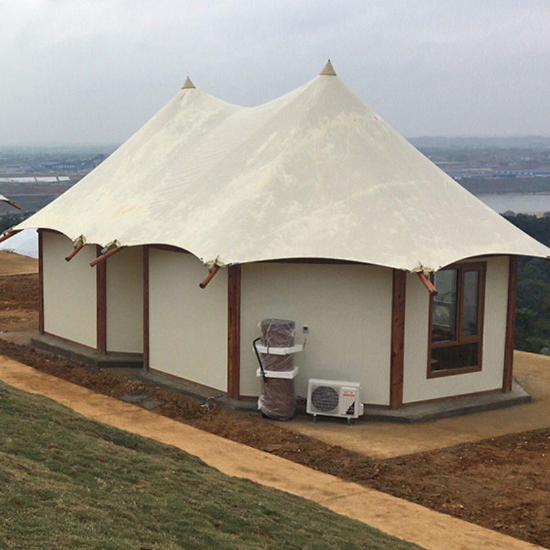 Nhà Prefab Tấm tường silicat Canxi Tường căng cáp Cấu trúc màng Biệt thự Lều cho 2 người
