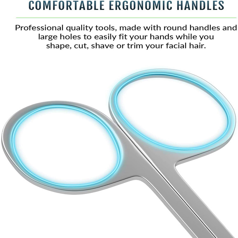 Kéo cắt tóc cong và tròn mặt - Râu, Kéo mũi & Râu Kéo tỉa, Sử dụng an toàn cho Lông mày, Lông mi và Tóc tai - Thép không gỉ chuyên nghiệp