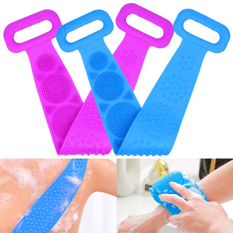 2 Gói Silicone Bath Body Brush Back Scrubber Tẩy tế bào chết Back Washer Scrub Soft Belt for Women Men Deep Clean Massage Skin