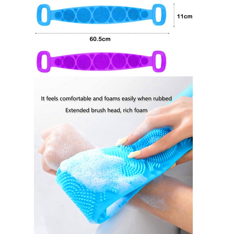 2 Gói Silicone Bath Body Brush Back Scrubber Tẩy tế bào chết Back Washer Scrub Soft Belt for Women Men Deep Clean Massage Skin
