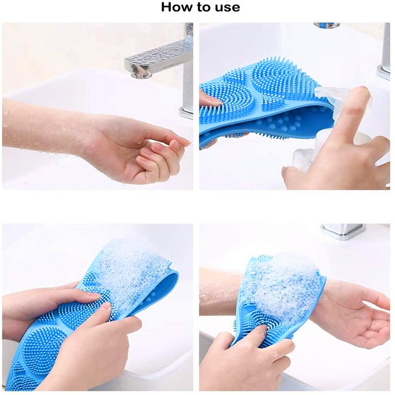 2 Gói Silicone Bath Body Brush Back Scrubber Tẩy tế bào chết Back Washer Scrub Soft Belt for Women Men Deep Clean Massage Skin