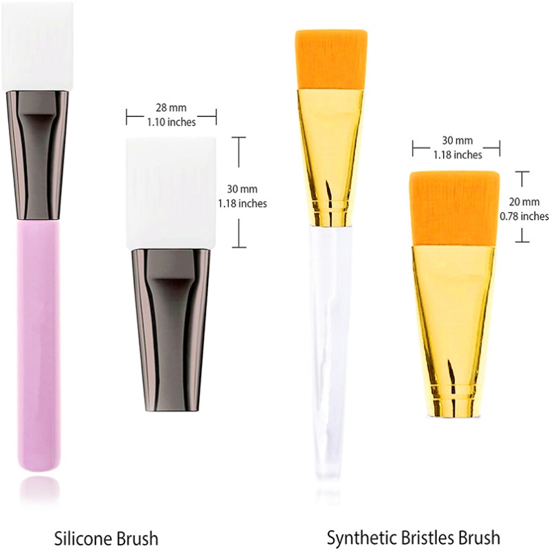 BEALUXUR 2 mặt Công cụ cọ mặt nạ cho đất sét than mặt Mặt mũi cơ thể miễn phí DIY Home Spa Applicator (Bàn chải silicone và bàn chải lông nylon tổng hợp)