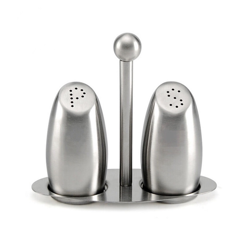 giá đỡ 3 miếng thép không gỉ Bộ phân phối bột đặt lọ muối và hạt tiêu shaker