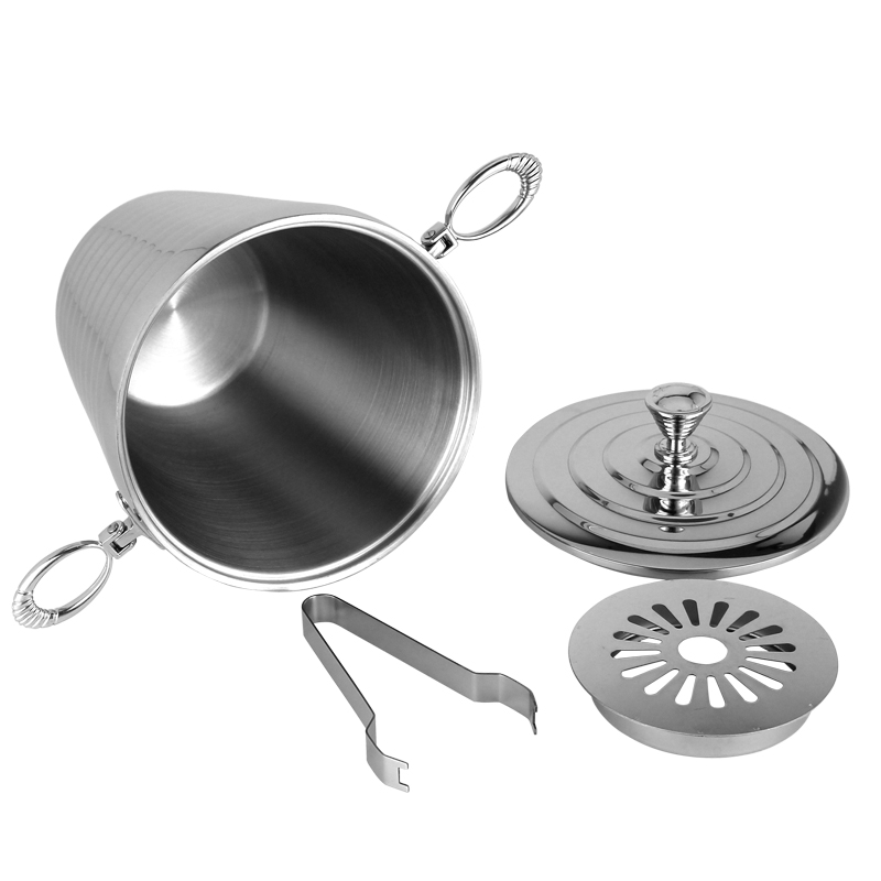 thép không gỉ kẹp đá sâm banh lớn làm mát rượu xô thép không gỉ thùng đá lớn có nắp và clip