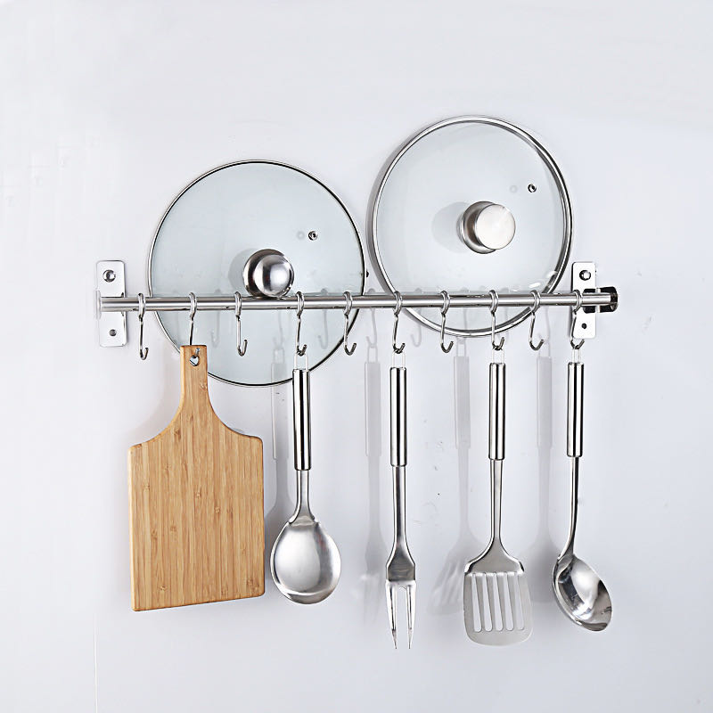 Móc trượt có thể tháo rời Nhà bếp bằng thép không gỉ treo tường Đồ dùng treo tường với đôi thanh treo Giá đỡ