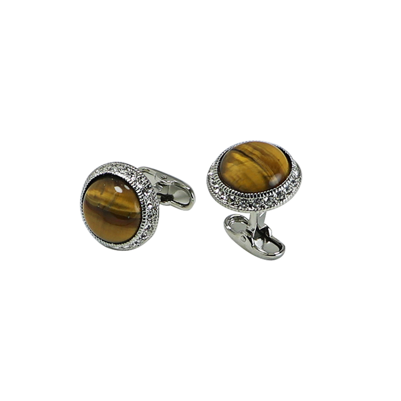 Tiger's Eye & Crystal Hola Wholesale Cuff Links