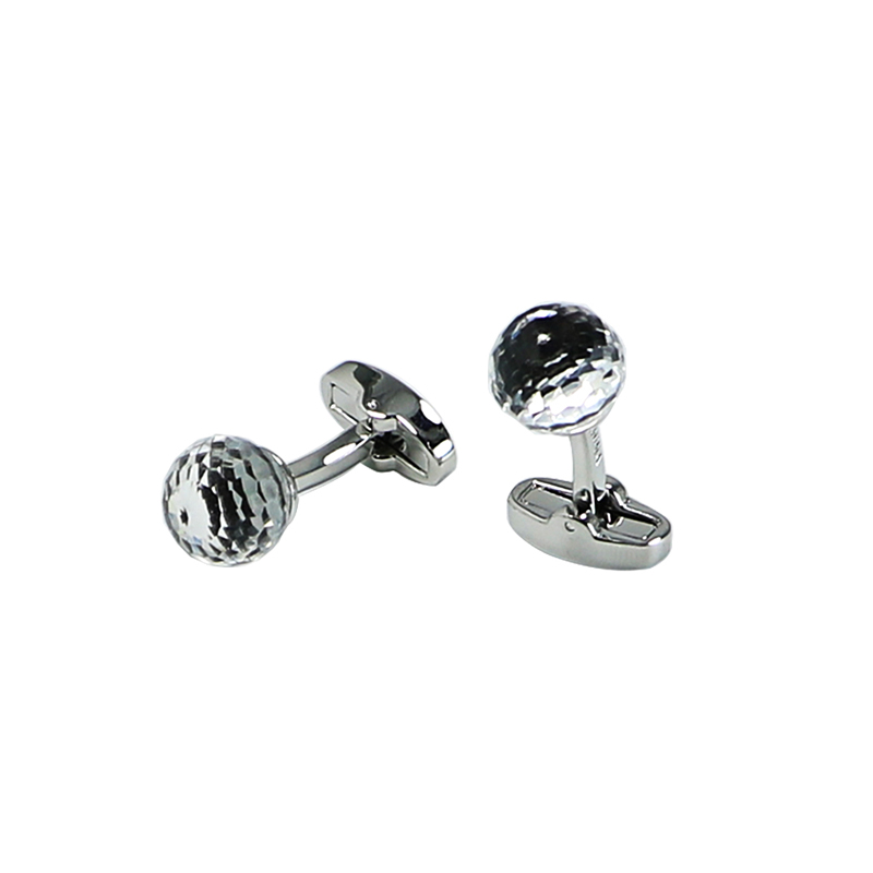 Crystal Round Fact Ball Silver Men đang Yeah's Cuef Links.