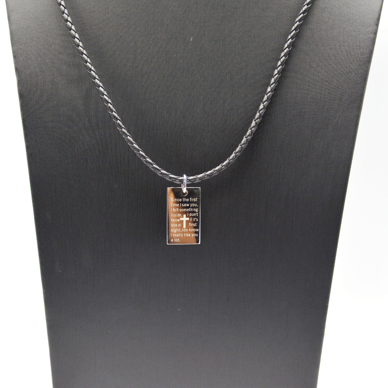 Thép không gỉ Mặt dây chuyền Dây da Leather rfbnck0088