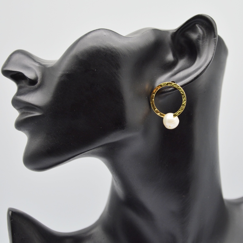 khuyên tai Thép, trang sức thời trang, trang sức thời trang, Ngọc Trai, Ngọc Trai