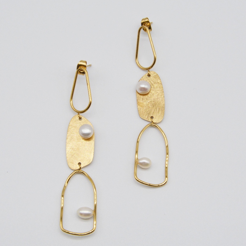 khuyên tai thép gai, trang sức thời trang, trang sức thời trang, Pearl Jewelary fdany3color