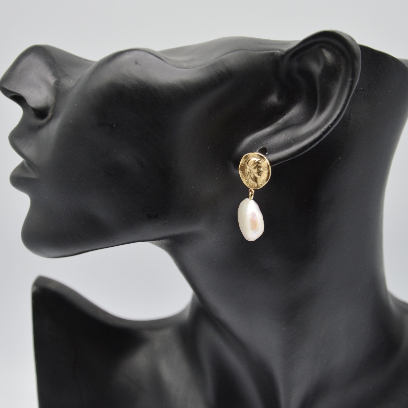 khuyên tai Thép, trang sức thời trang, trang sức thời trang, Ngọc Trai, Ngọc Trai