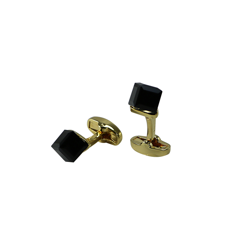 18k Vàng Plated Black Quartz Dice Cuff Links