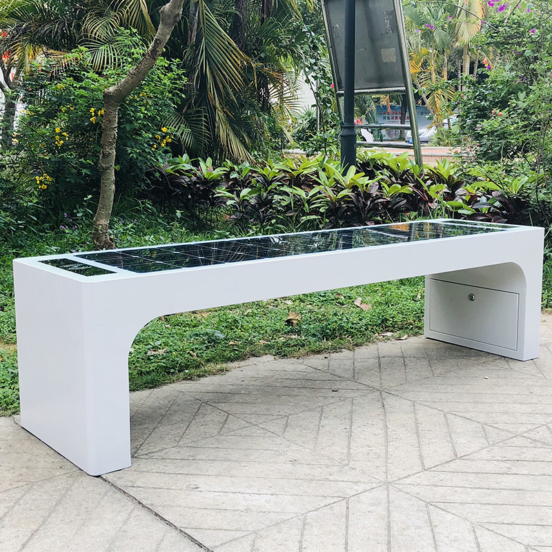 Thiết kế tốt nhất Màu trắng mặt trời Chạy nạp điện ảnh WiFi Hotpot Smart Garden Bench