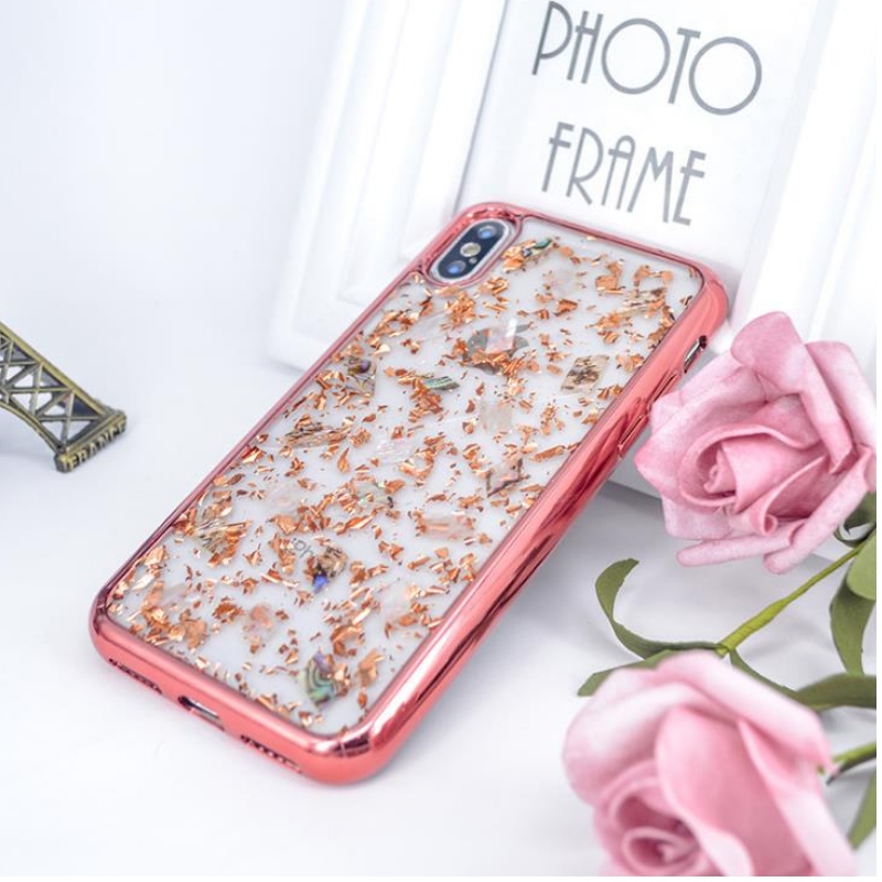 Apple bán trực tiếp iPhone viền vàng lá mạ vàng, vỏ sò đầy màu sắc trong suốt di động tùy chỉnh