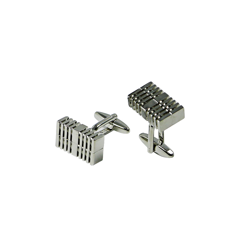 Filigree Sọc Silvertone Shitrs Cuff Links