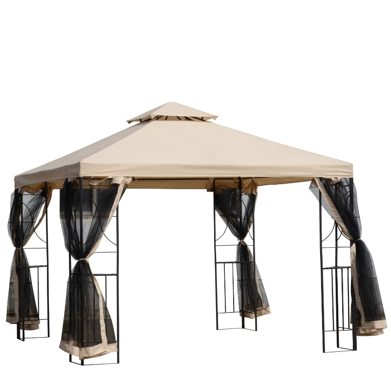 10 'x 10 vải thép vuông Gazebo ngoài trời có lưới chống muỗi