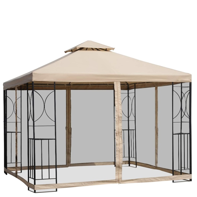 10 'x 10 vải thép vuông Gazebo ngoài trời có lưới chống muỗi