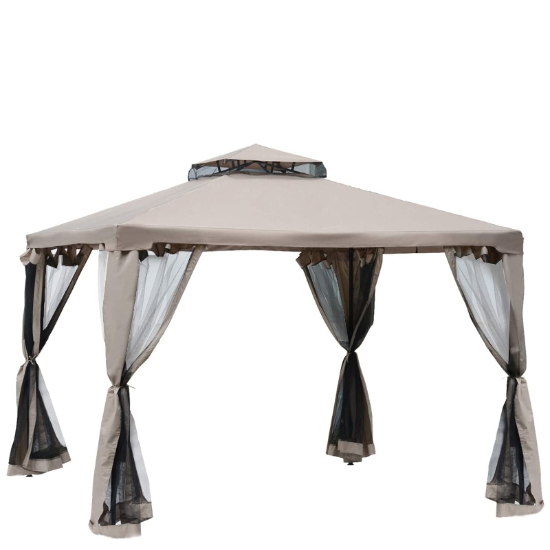 10*817; x 10*817; Patio Gazelle Pavilion canopy Tent, 2-Tien mềm Top with Netting Mesh Sidewalls, Taupe
