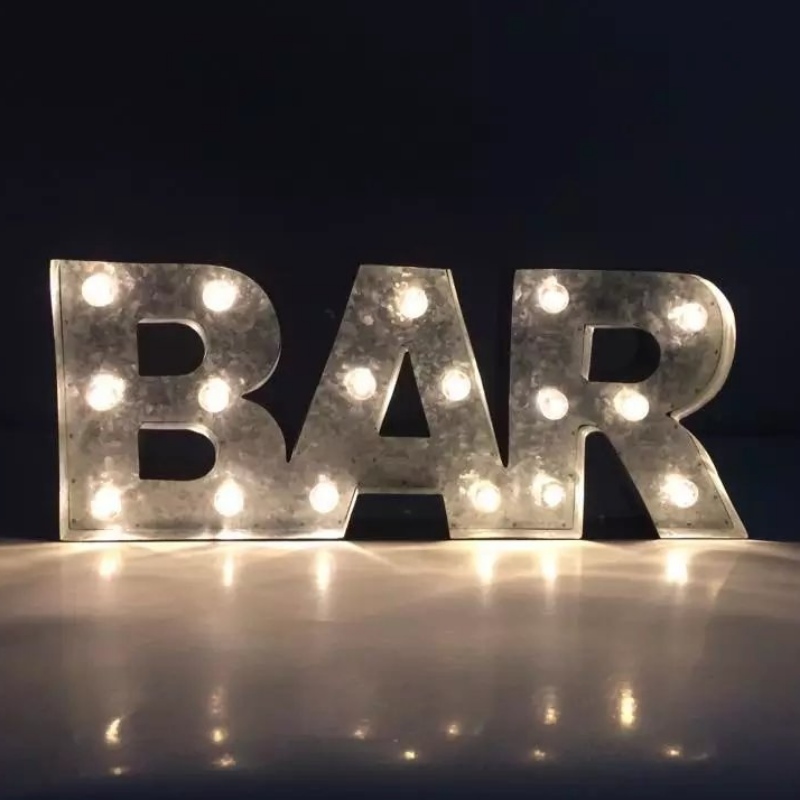 3D LED Kim loại Tin Bar Đăng LED Thư ký Marquee Thư Đèn cho Bar Cafe Shop
