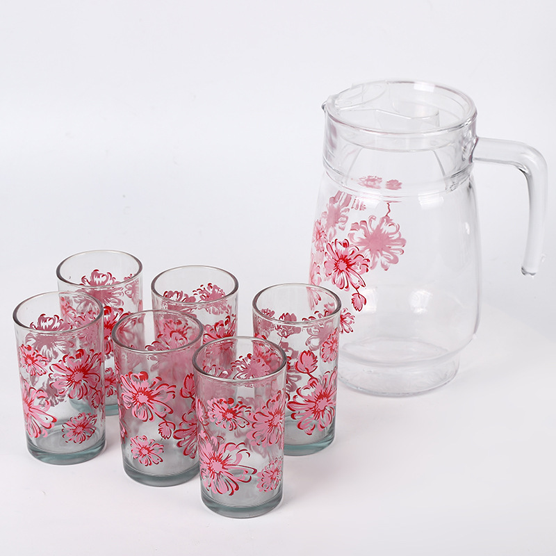 Mới 6pc Cup và Jug Set cho hộ gia đình Đính trong suốt Đính nước Cup 6 ấm trà thủy tinh công suất lớn Bán buôn
