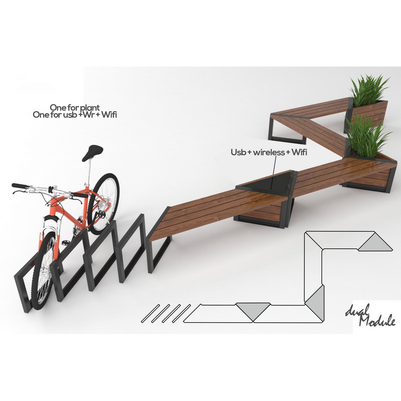 Phong cách tùy chỉnh Băng ghế dự bị năng lượng mặt trời thông minh cho sạc công viên ngoài trời