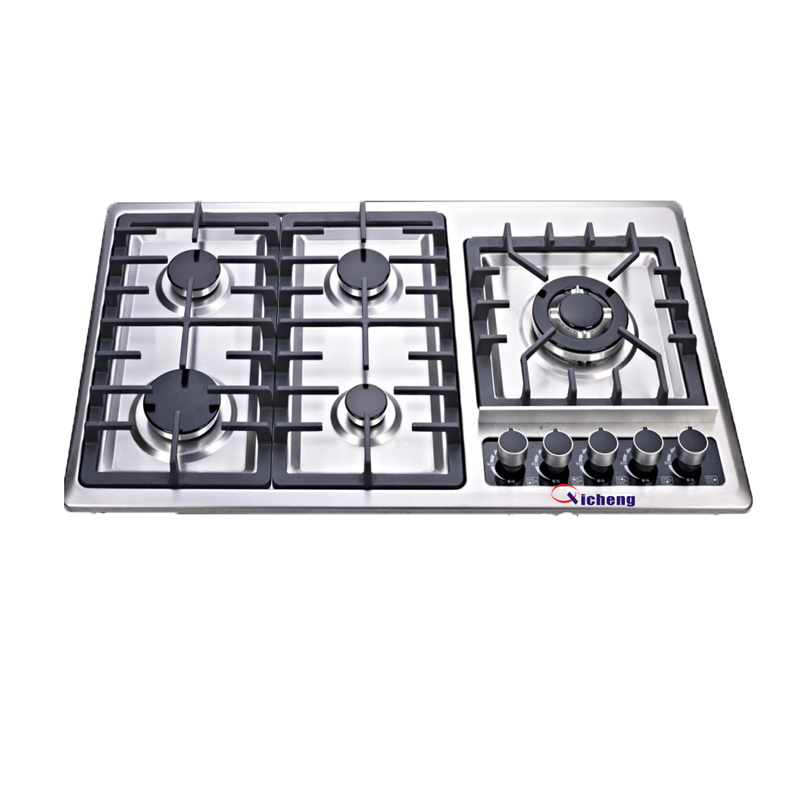 Nhãn hiệu OEM 210 thép không gỉ 5 đầu đốt trong bếp gas