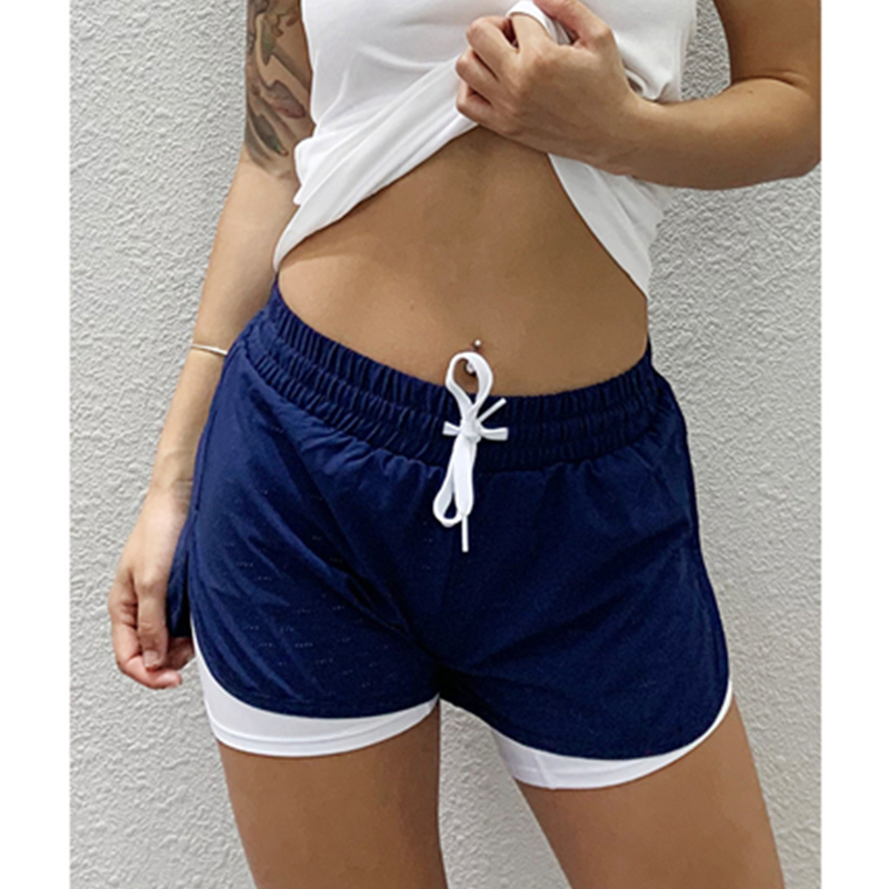 Quần short thể thao hai tầng ren lưới thoáng khí Quần khô chạy nhanh