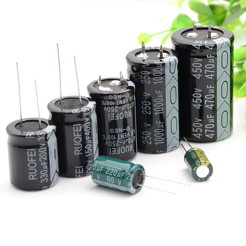 RUOFEI snap-in tụ nhôm điện phân 10V ~ 500V tuổi thọ cao và nhiệt độ cao làm việc